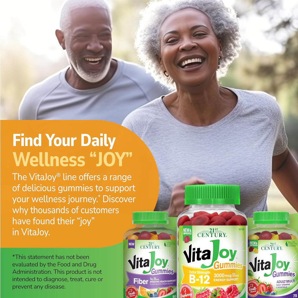 21st Century Extra Strength Vitamina B12 Gominolas 3000 mcg, Energía y Soporte Nervioso, Vegano y Sin Gluten, Frambuesa, 90 Unidades
