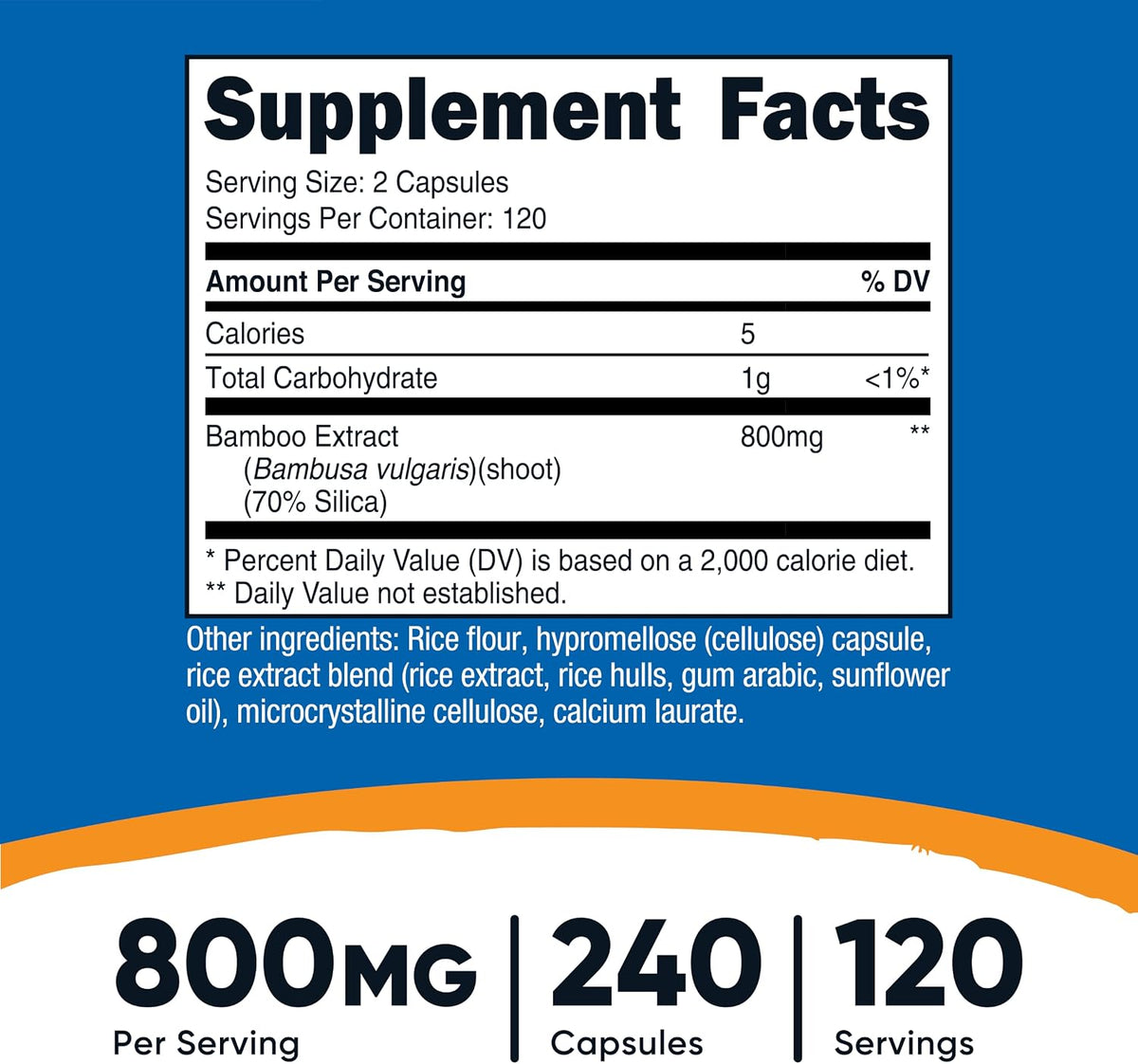 Nutricost Extracto de Bambú 400 mg, 240 Cápsulas - Vegano, Sin Gluten y Sin OGM - 120 Dosis de 800 mg – Image 2