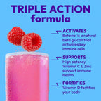 Emergen-C Immune+ Triple Action Polvo para Sistema Inmune, BetaVia, 1000mg Vitamina C, Vitaminas B, Vitamina D, Zinc y Antioxidantes, Frambuesa – 30 Sobres
