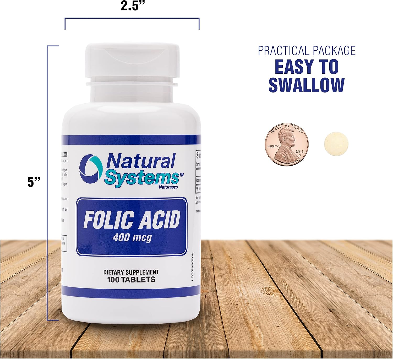 Ácido Fólico 400 mcg - 100 Comprimidos - Natural Systems