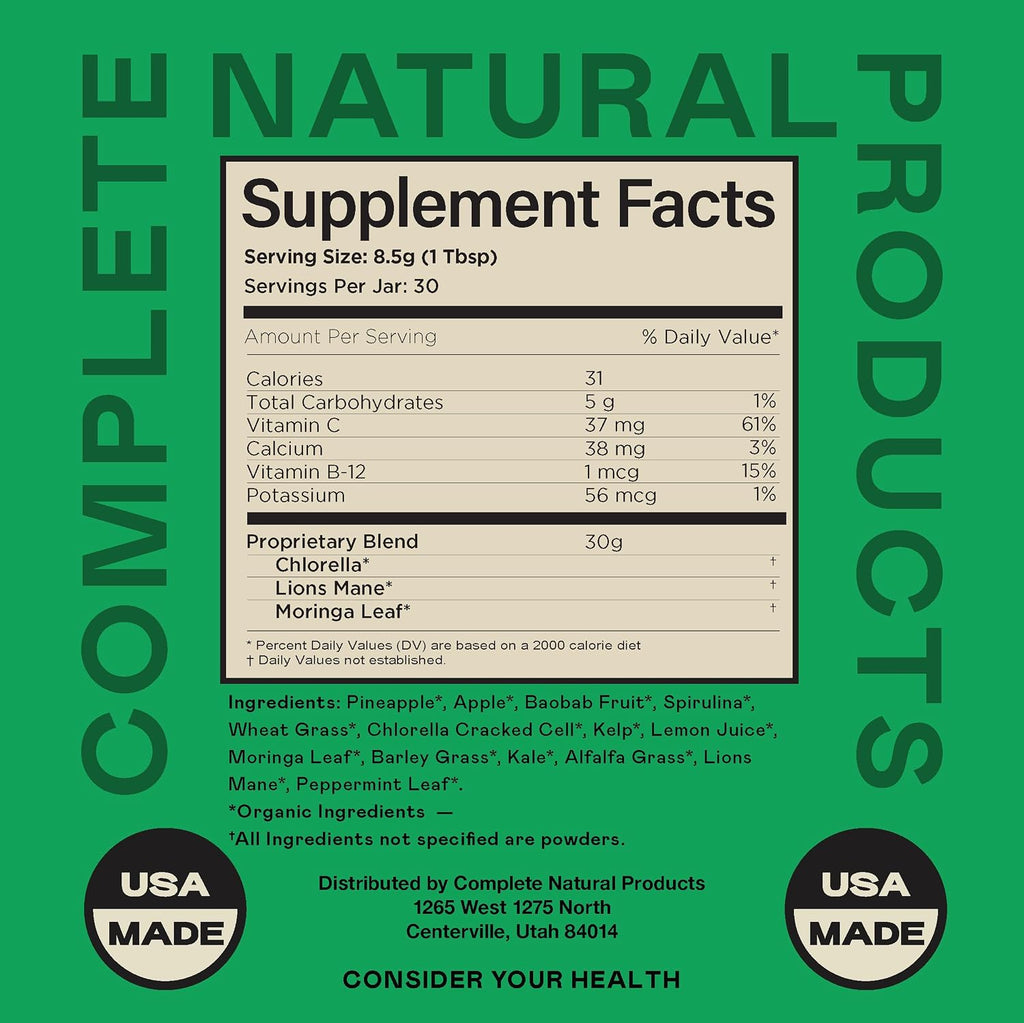 Good Greens Superfood Powder - Mezcla de Superalimentos Verdes - 255g (9oz) 30 Dosis