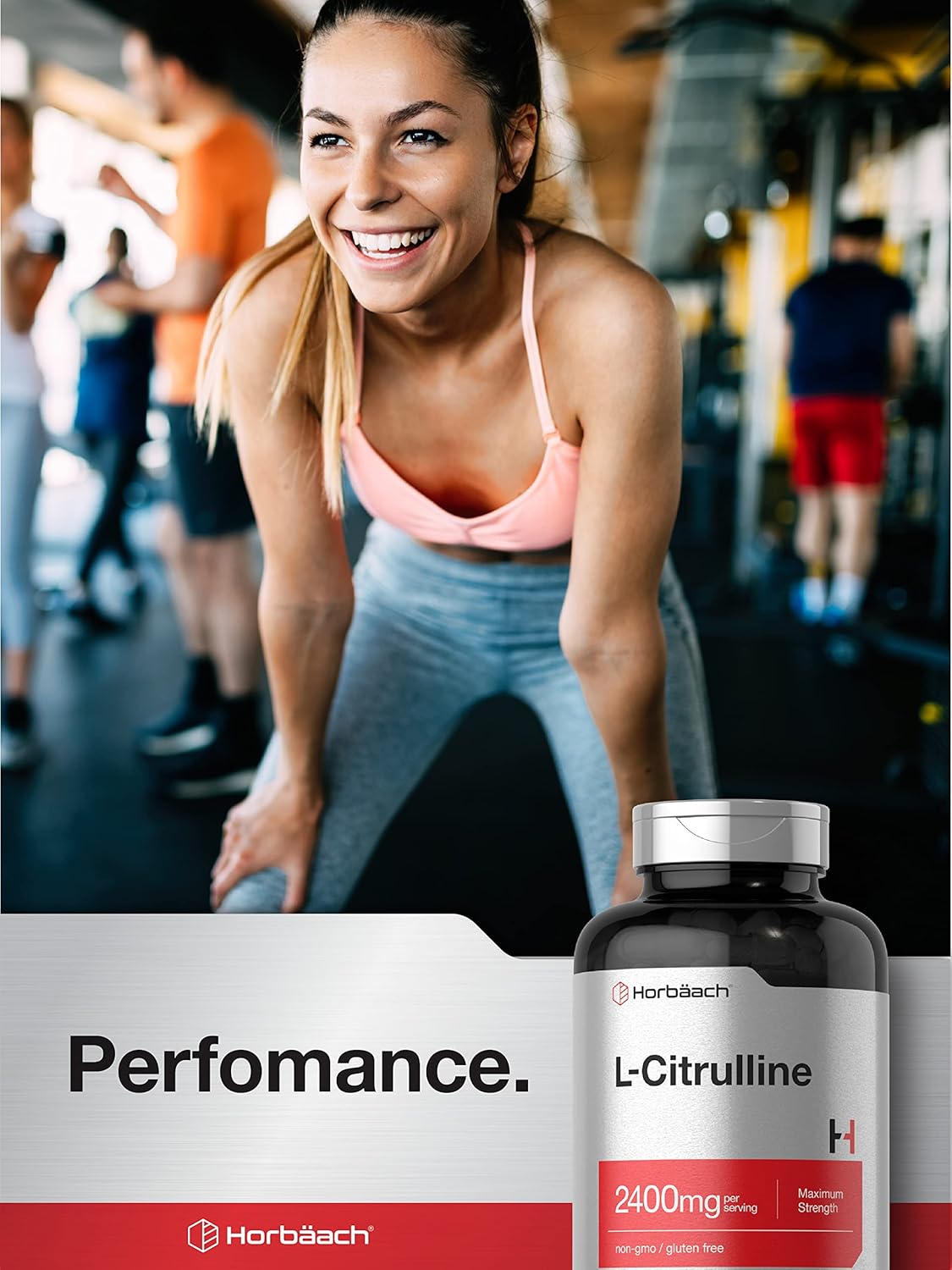Horbäach L-Citrulina – 2400 mg – 180 Cápsulas – Libre de Gluten y OMG