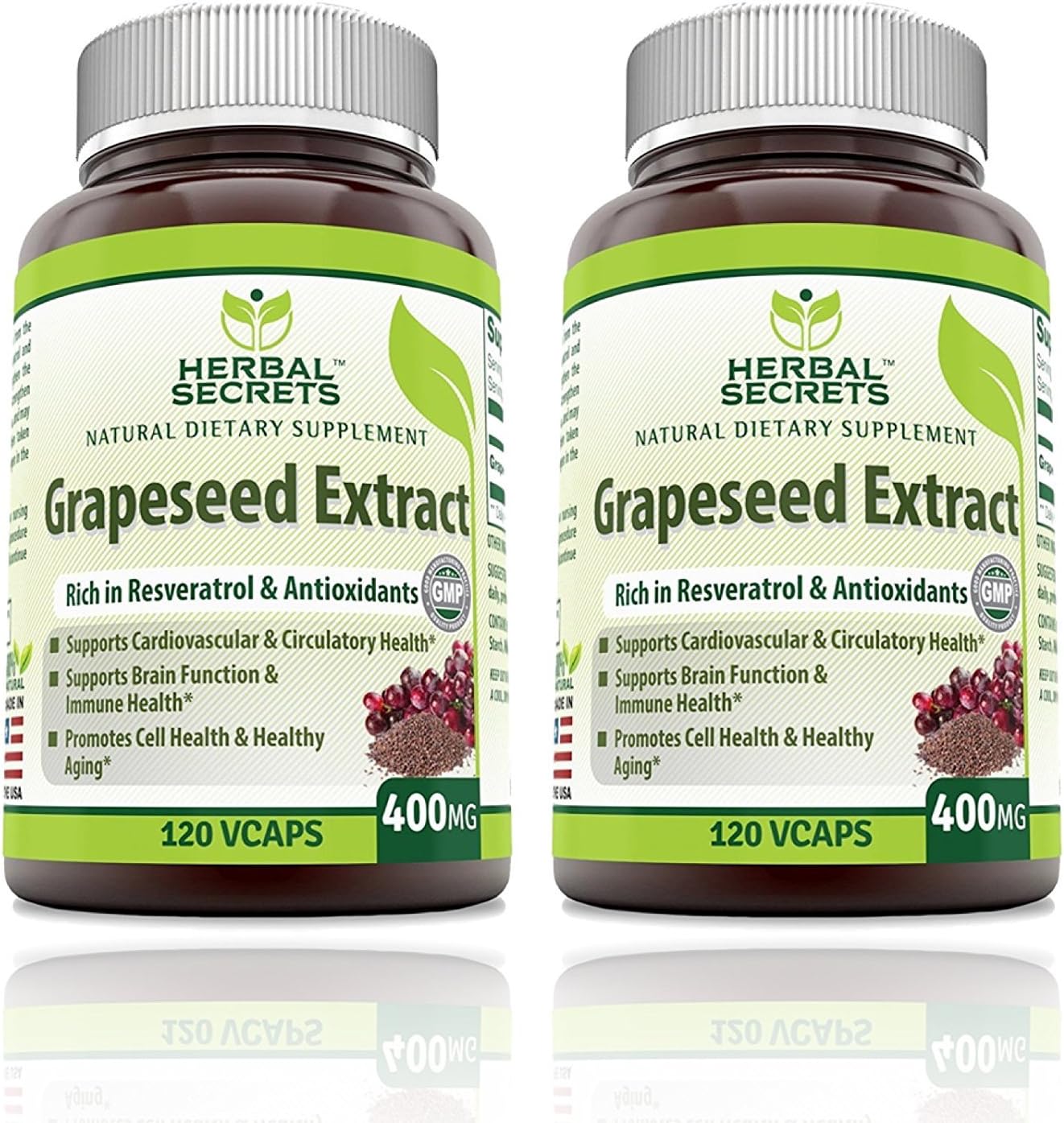 Herbal Secrets Extracto de Semilla de Uva 400 mg - 120 Cápsulas Vegetales (Pack de 2)