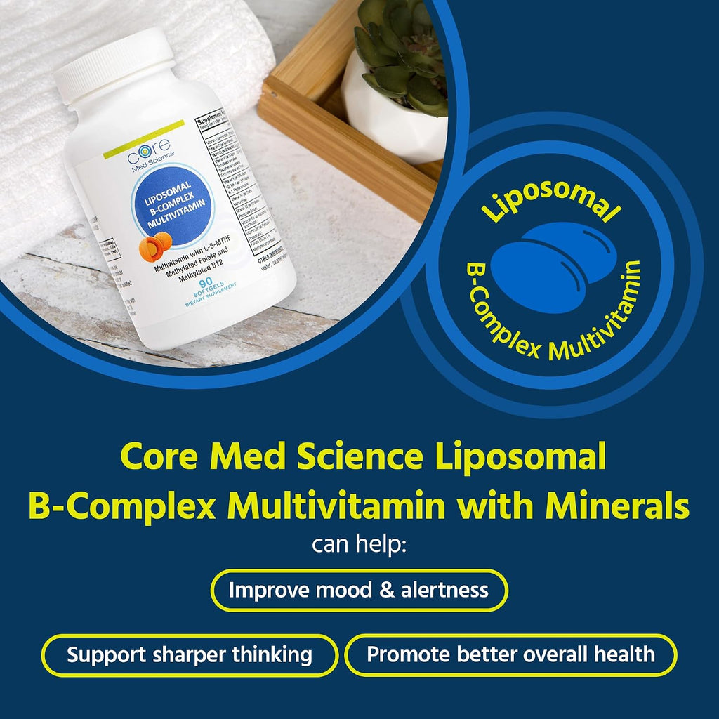 Core Med Science Complejo B Multivitamínico Liposomal Metilado, 90 Cápsulas Blandas
