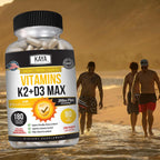 Kaya Naturals Vitaminas K2 con D3 5000IU Suplemento para Hombres y Mujeres - Cápsulas Fáciles de Tragar con Bioperina (180 Cápsulas)