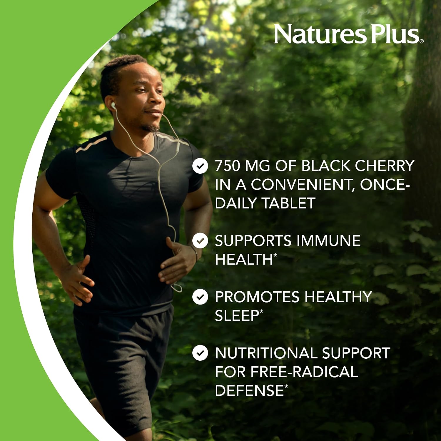 NaturesPlus Herbal Actives Black Cherry - 30 Comprimidos - Apoyo Antioxidante de Liberación Prolongada - Vegetariano, Sin Gluten