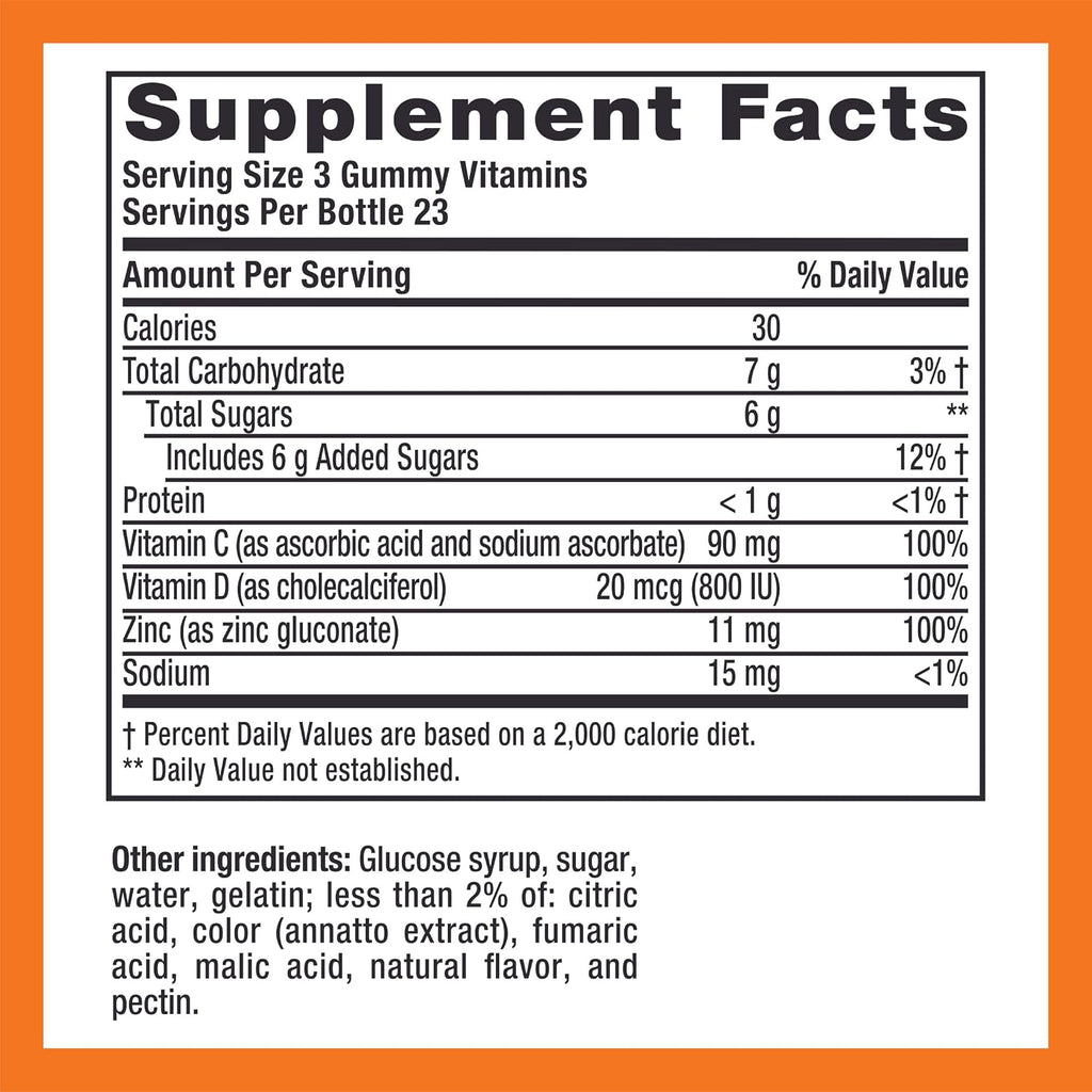 Zicam Gominolas de Apoyo Inmunitario Diario, con Zinc, Vitamina C y D, Sabor Cítrico Fresa, 70 unidades