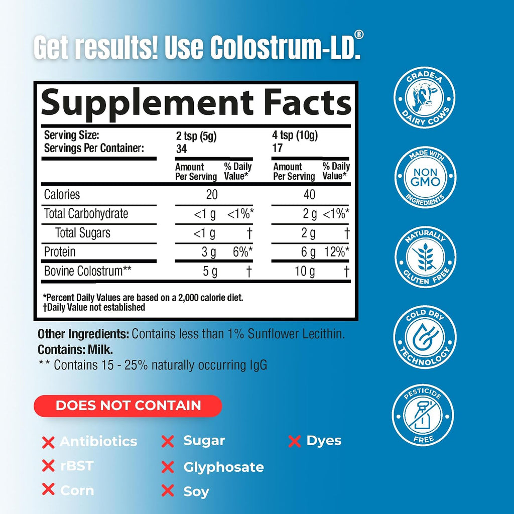 Sovereign Laboratories Calostro-LD en polvo | Sin sabor | 6 oz (34 raciones)