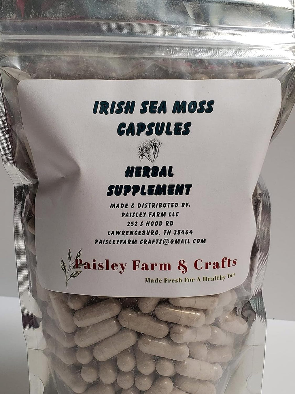 Irish Sea Moss Powder Cápsulas 300 Unidades - Suplemento Herbal Vegano