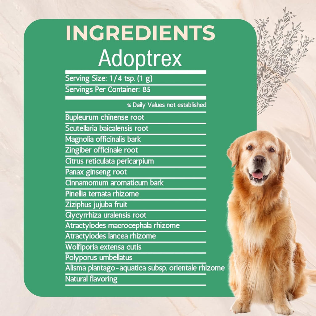 Adoptrex - Suplemento Digestivo y Pancreático para Perros, Polvo de Magnolia y Jengibre (85 g)