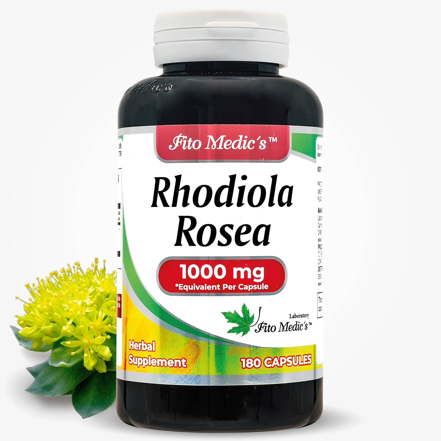 Rhodiola Rosea 1000mg 180 Cápsulas - Suplemento Adaptógeno de Alta Absorción