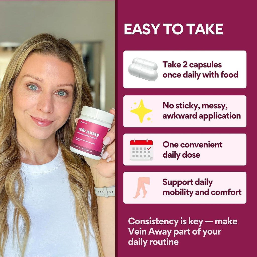 VoomVaya Vein Away – Suplemento para la Circulación y Salud Venosa con Diosmina y Hesperidina (60 Cápsulas)