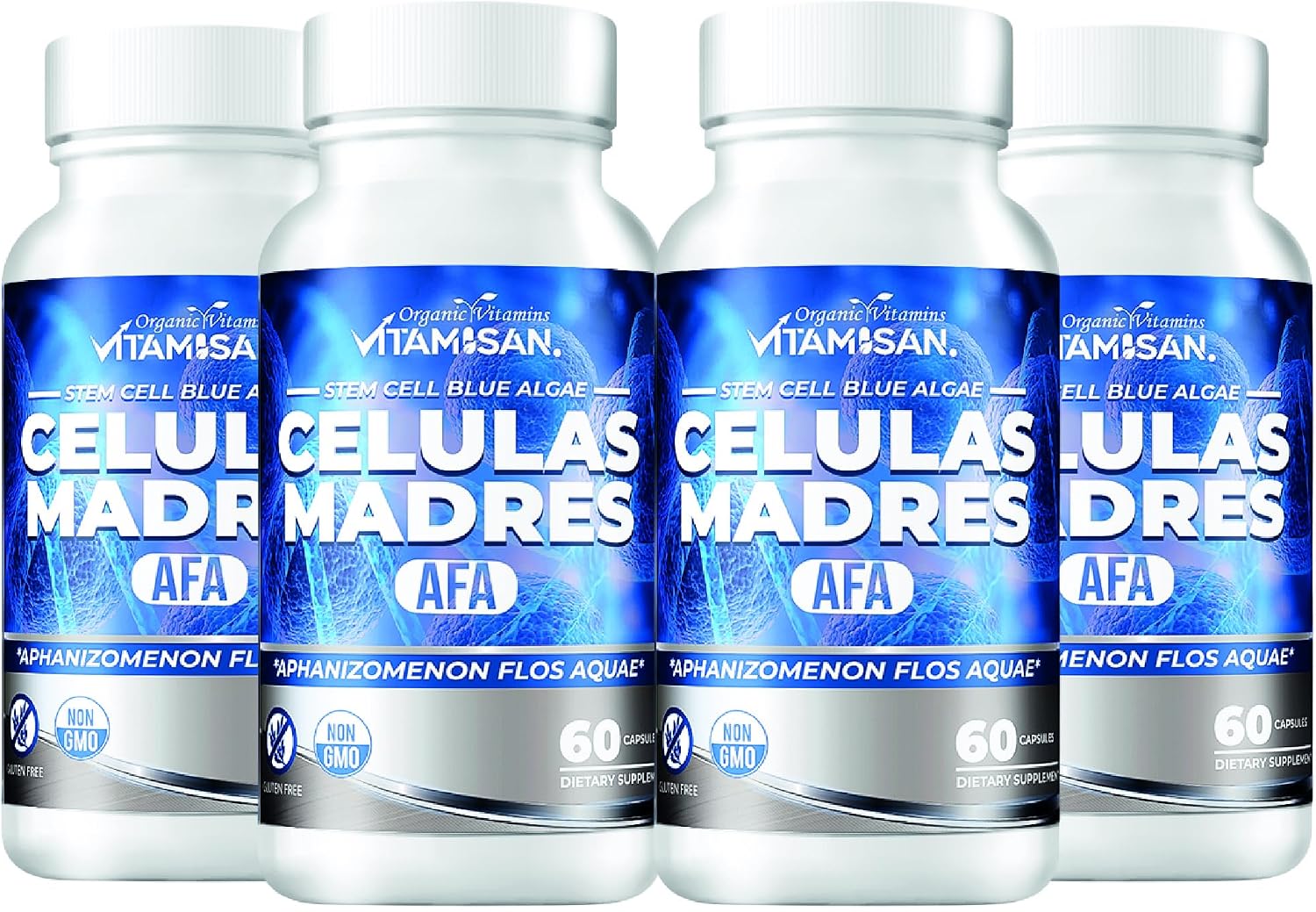 VITAMISAN Células Madres AFA - Alga Aphanizomenon Flos-aquae - 240 Cápsulas (4 Envases)