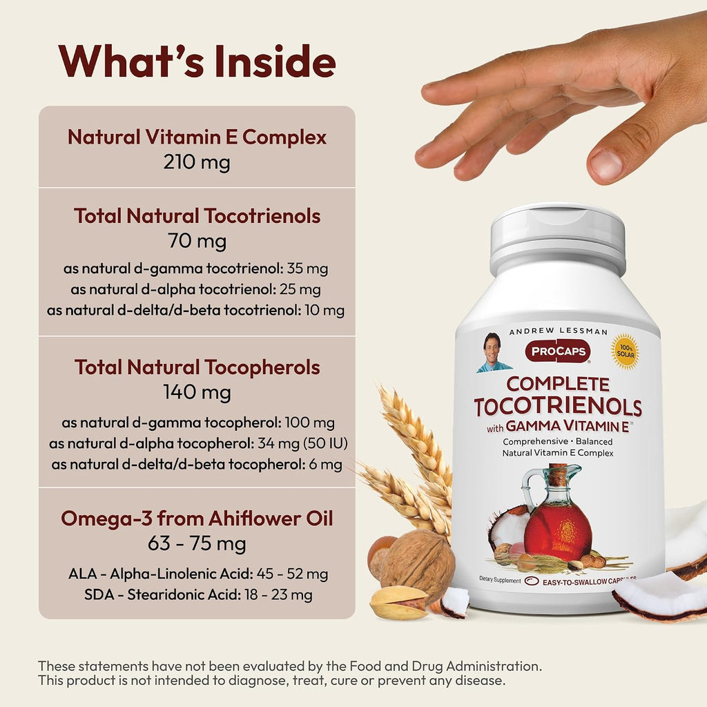 ANDREW LESSMAN Complete Tocotrienols con Gamma Vitamina E - 120 Softgels
