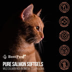 Aceite de Salmón Salvaje de Alaska para Perros y Gatos | Cápsulas Blandas de Aceite de Pescado Omega 3 | Piel y Pelaje, Articulaciones y Soporte Cardíaco | 500mg EPA DHA | 60 Unidades