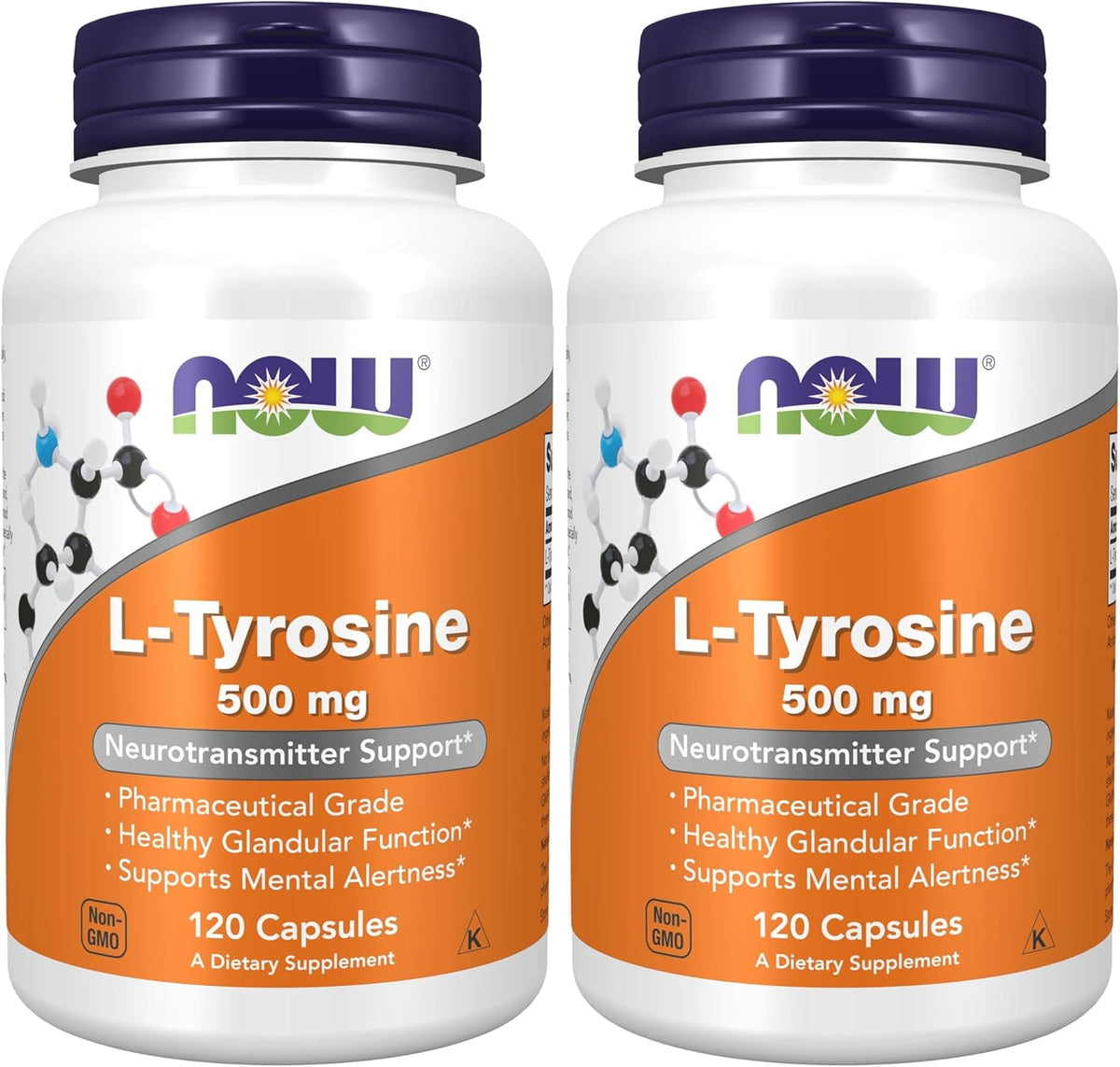 NOW Foods L-Tyrosine 500mg, 300 Cápsulas (Pack de 2) - Suplemento No Transgénico – Image 8