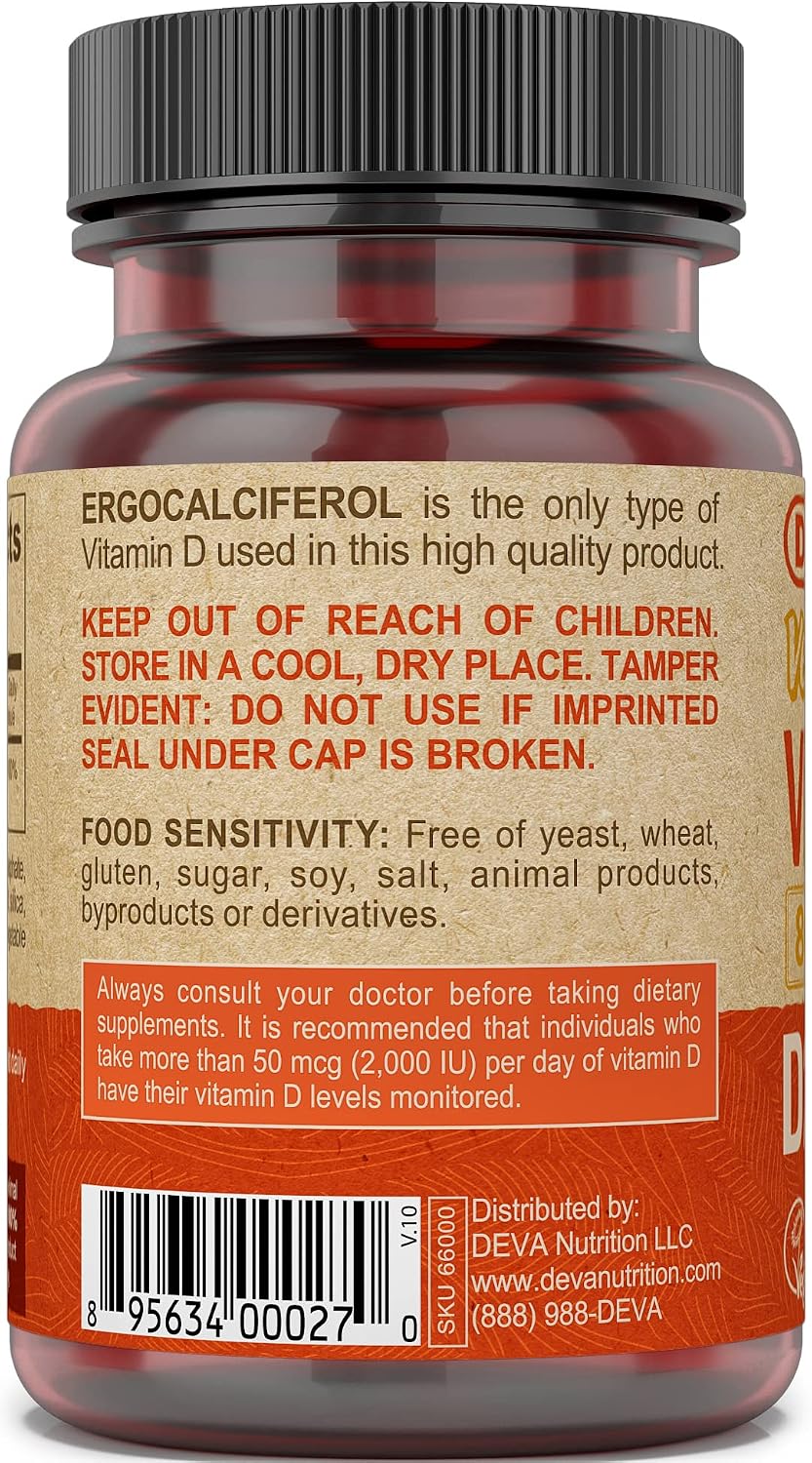 Deva Vitamina D2 Vegana 800 UI - 90 Comprimidos de Disolución Rápida
