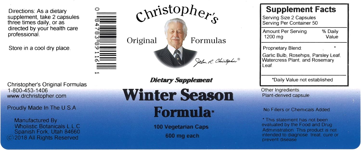 Christopher's Original Formulas Fórmula de Temporada de Invierno, 100 Cápsulas Vegetarianas