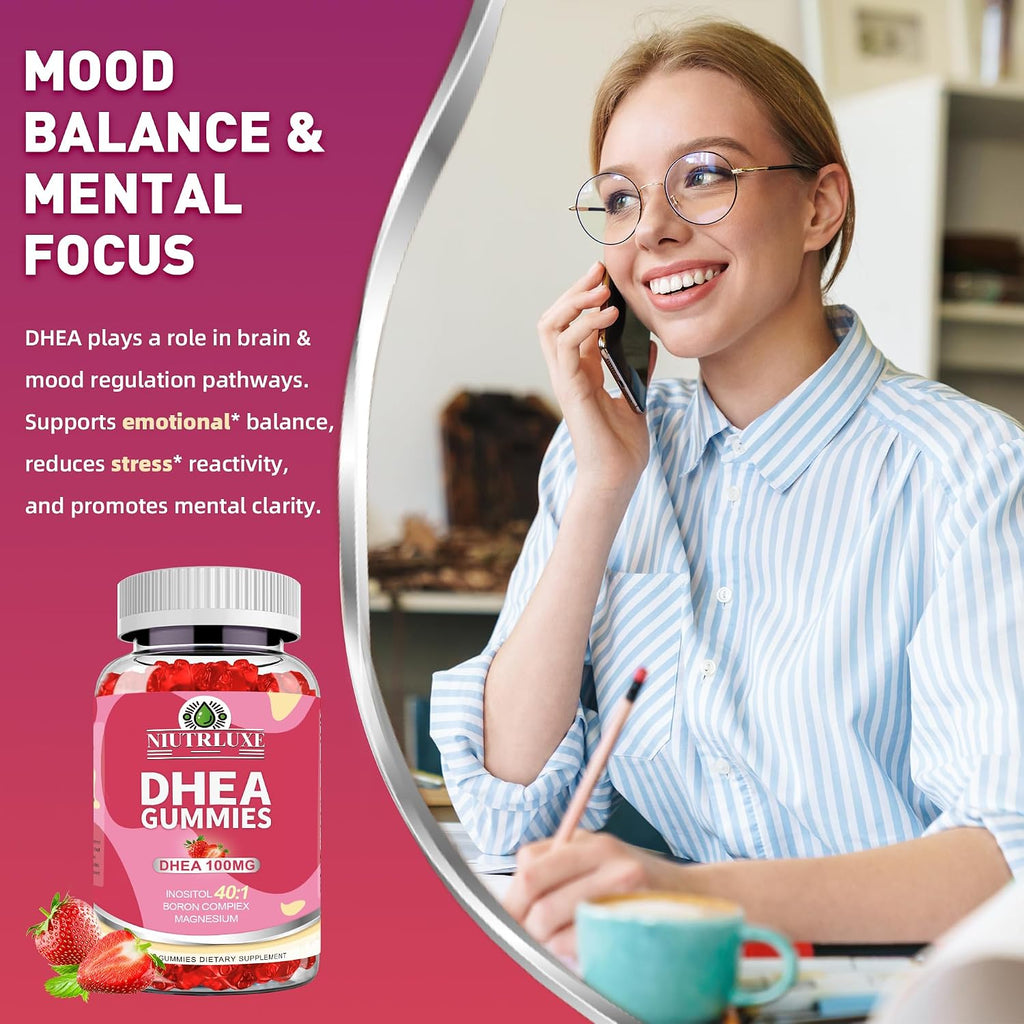NIUTRLUXE DHEA Gummies - Suplemento de DHEA para Mujer con Boro, Inositol y Magnesio - 60 Gominolas