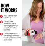 Force Factor Vitamina C 1000mg - Suplemento Inmunológico con Antioxidantes - Vegano - 60 Comprimidos