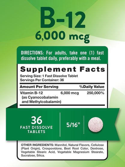 Nature's Truth Vitamina B12 6000 mcg – Contribuye al funcionamiento normal del sistema inmunitario. – Image 2