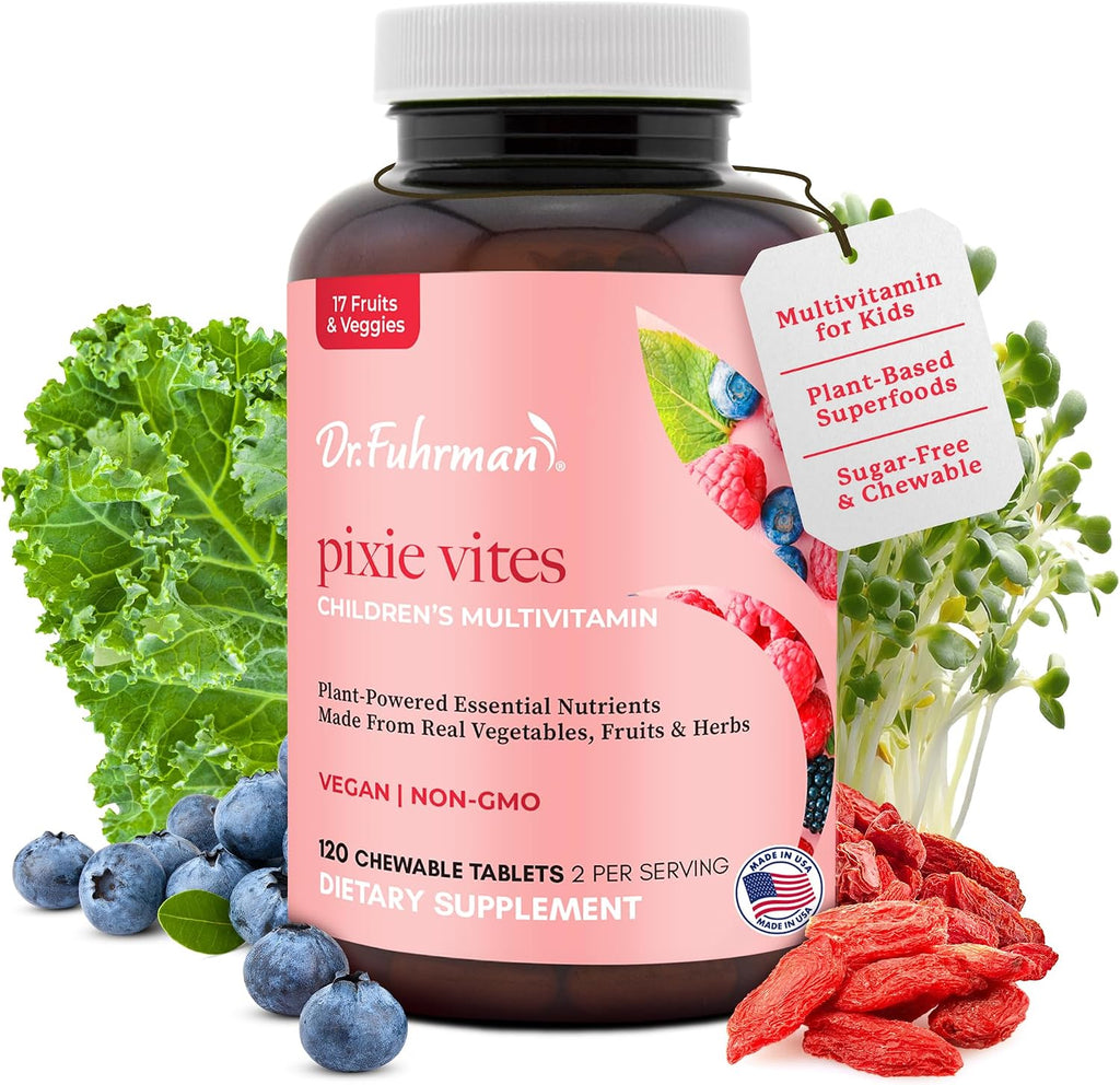 Dr. Fuhrman Pixie Vites Multivitamínico Infantil Masticable - 120 Comprimidos Sabor Bayas