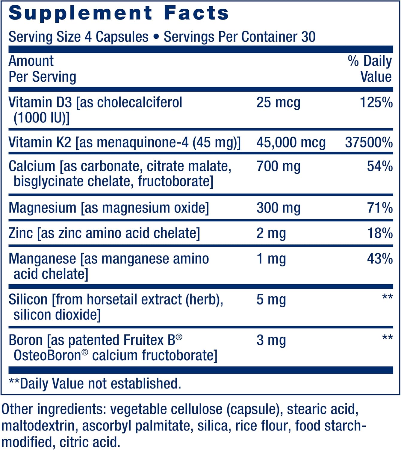 Life Extension Bone Restore Elite – Complemento de Calcio con K2, D3, Magnesio, Boro y Zinc