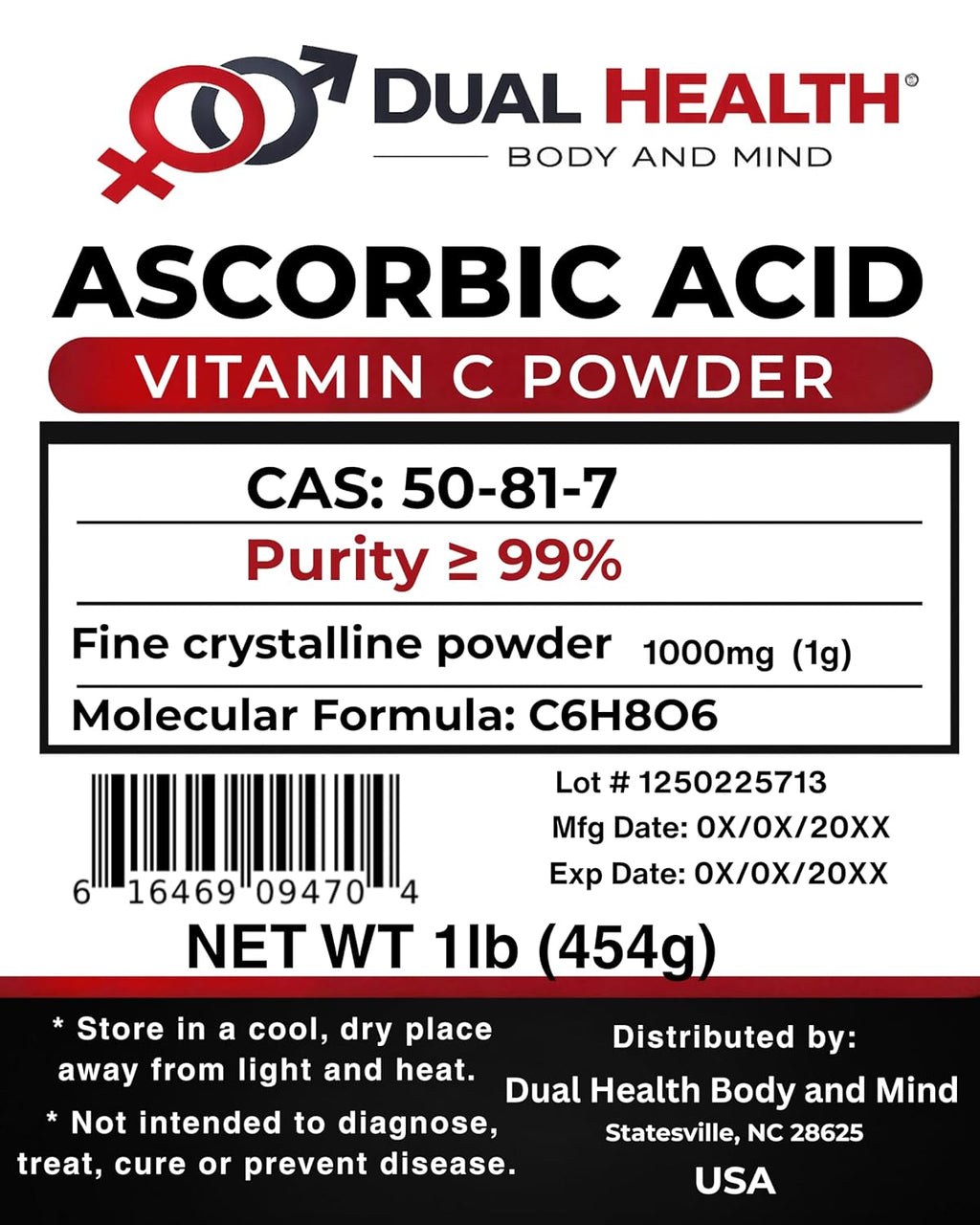 Ácido Ascórbico Puro (1 lb) - Vitamina C en Polvo - Alta Potencia
