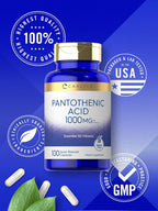 Carlyle Ácido Pantoténico Vitamina B5, 1000 mg, 100 Cápsulas - Sin OGM, Sin Gluten