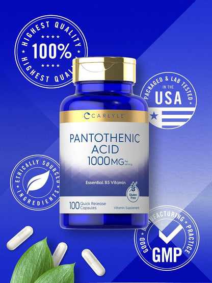 Carlyle Ácido Pantoténico Vitamina B5, 1000 – El ácido pantoténico contribuye a la reducción del cansancio y la – Image 5