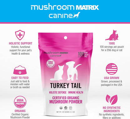 Om Mushroom Matrix Pet Turkey Tail - Polvo de Hongo Orgánico para Perros y Gatos, 100g – Image 3