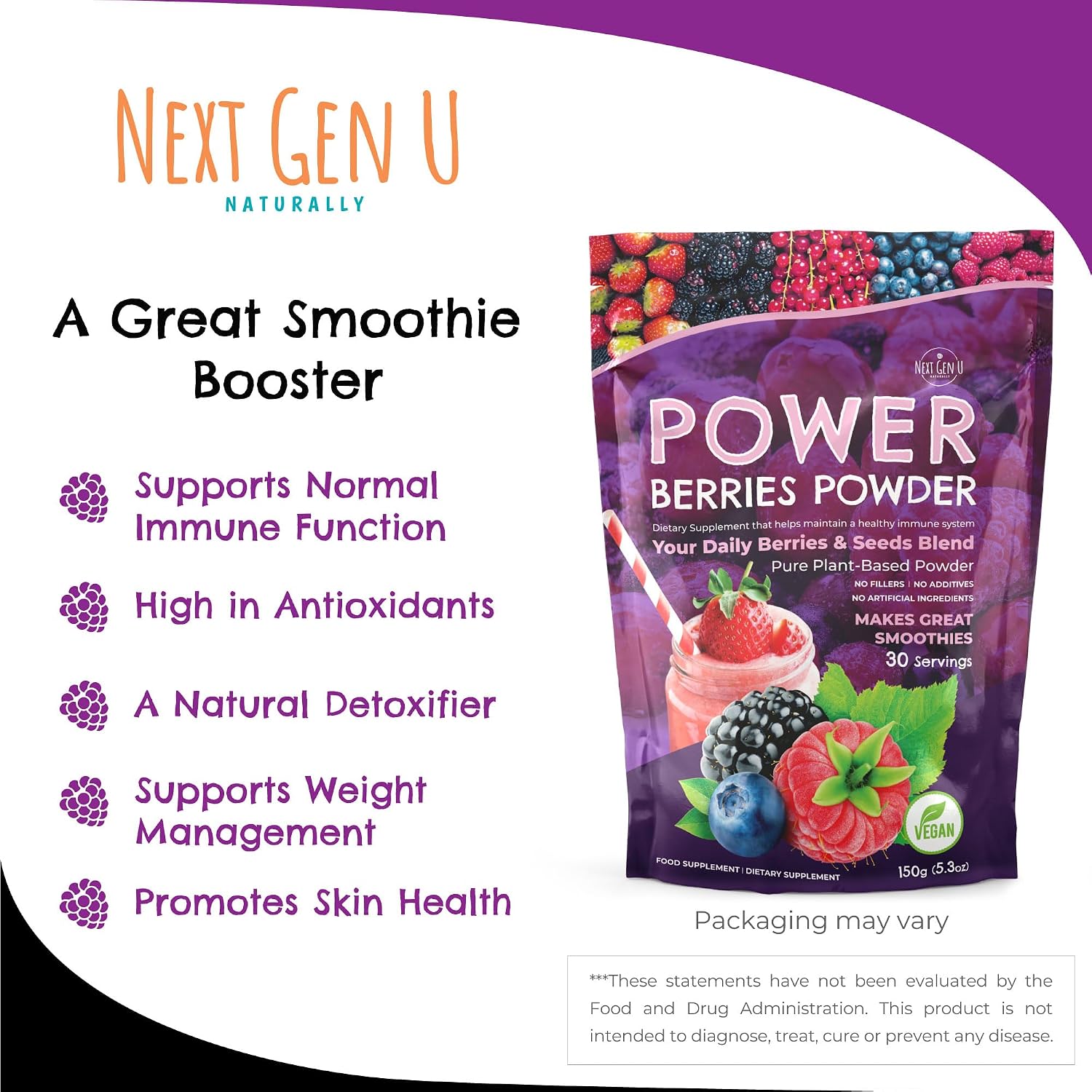 Super Berry Powder - 150g - Mezcla de Superfoods para Batidos - NextGenU