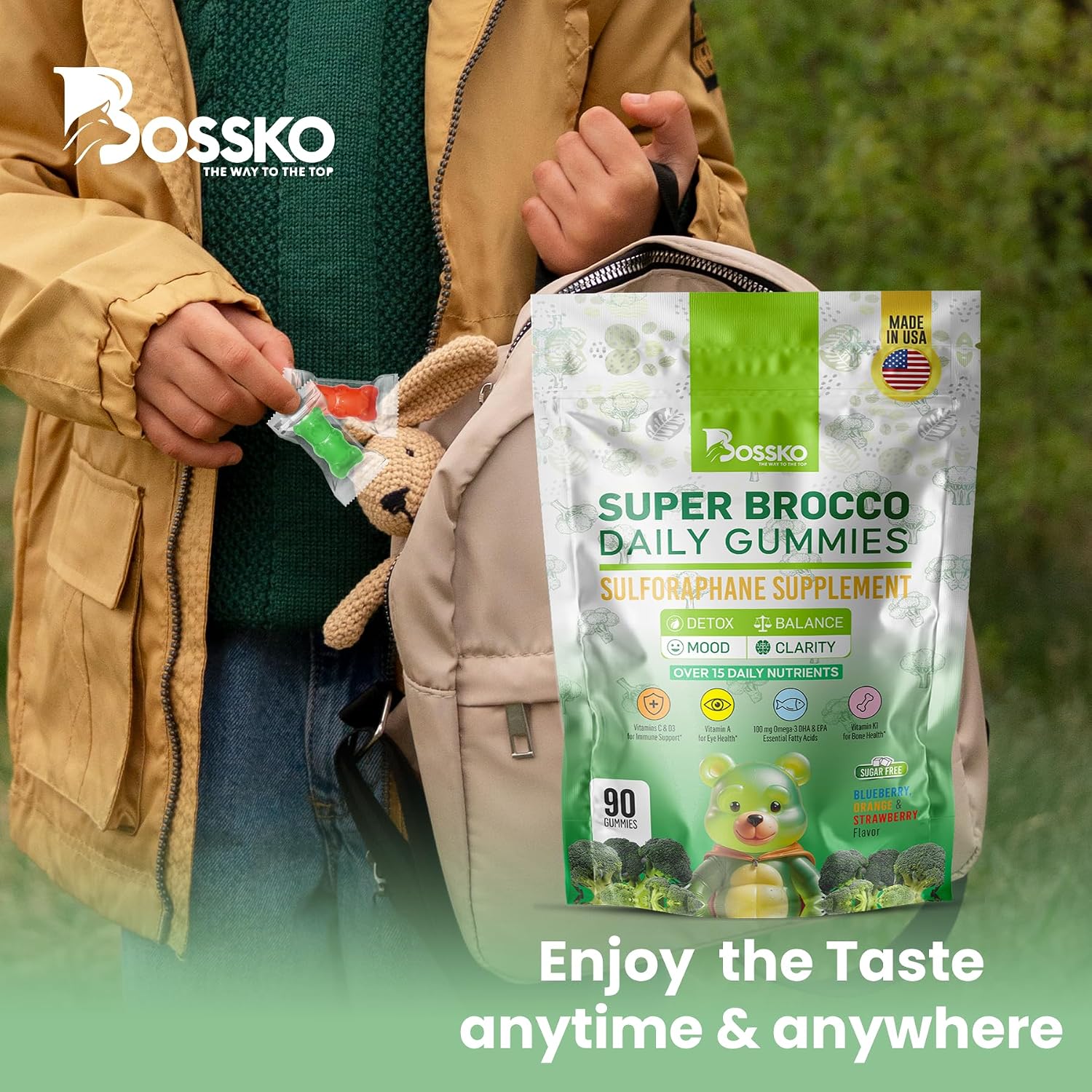 Bossko Gominolas de Sulforafano con Omega-3 – 90 Gominolas Veganas