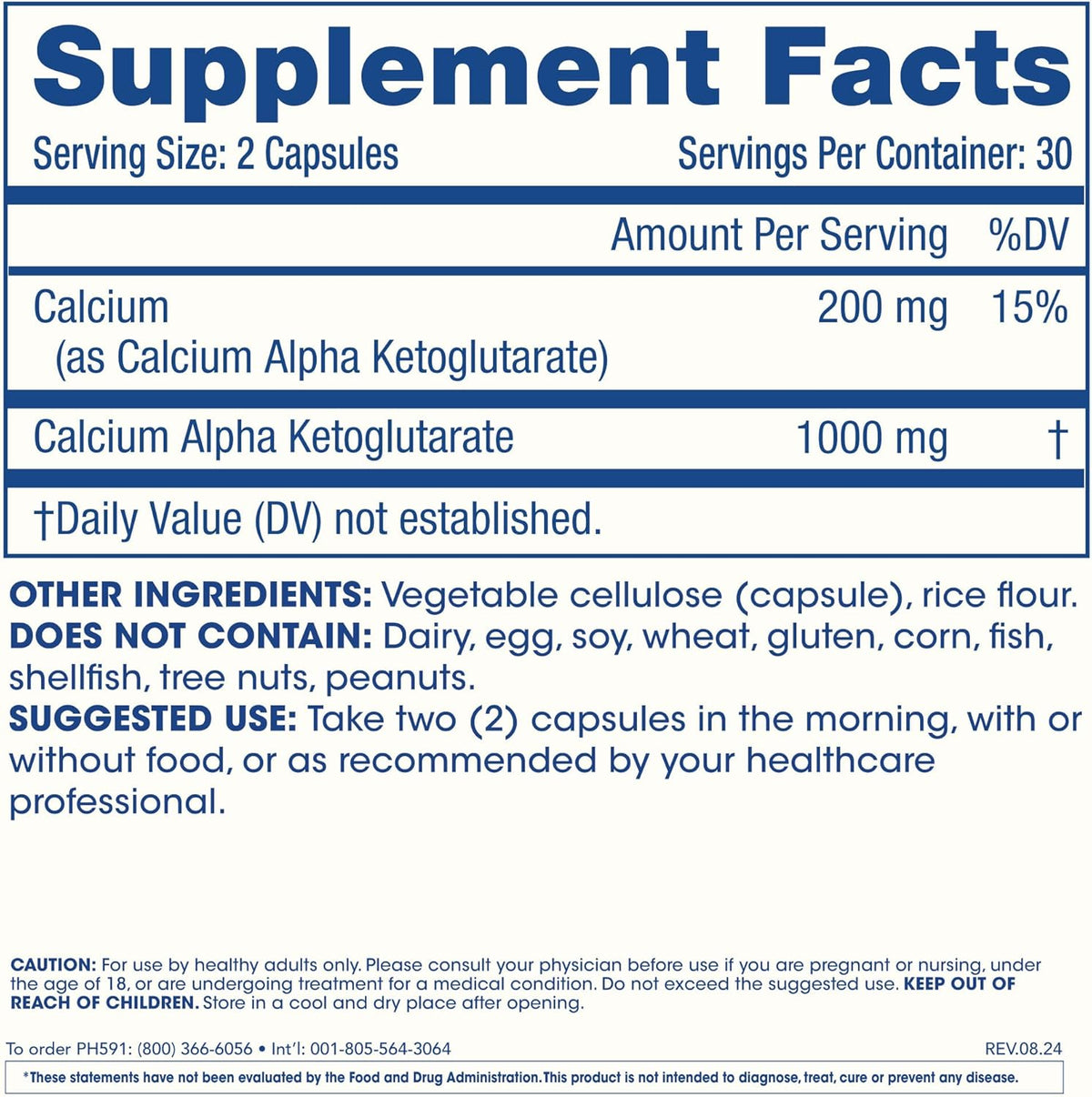 ProHealth Ca-AKG Suplemento de Alfa-cetoglutarato de Calcio (1000 mg, 60 Cápsulas) – Image 6