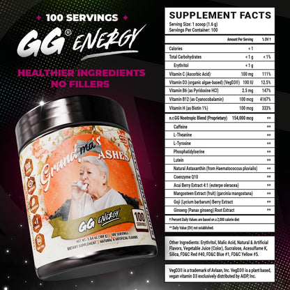 Gamer Supps GG Energy - Grandma's Ashes (100 – Vitamina C: contribuye a la protección de las células frente al – Image 9