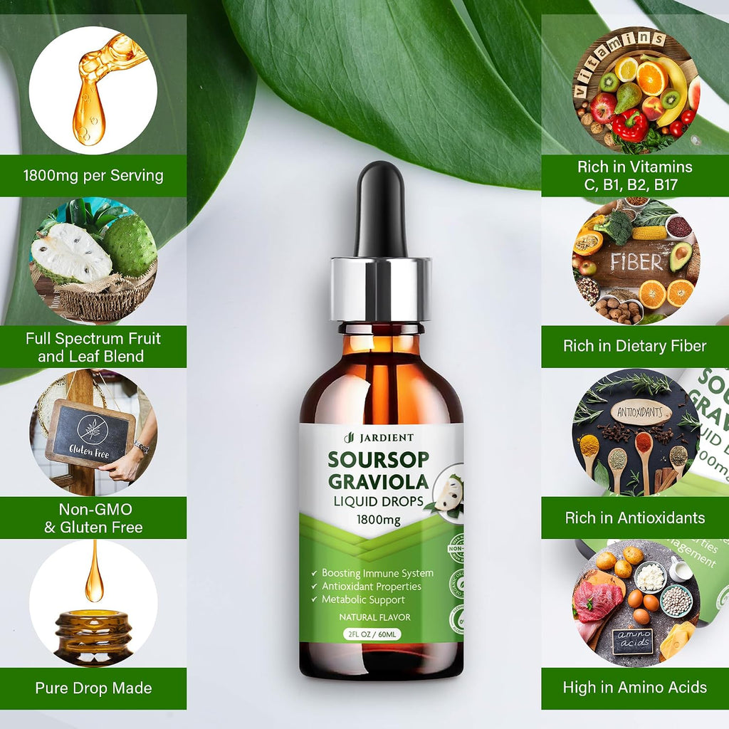 Soursop Bitters Extracto Líquido - Graviola Orgánica - Tintura de Guanábana - 2 x 60 ml