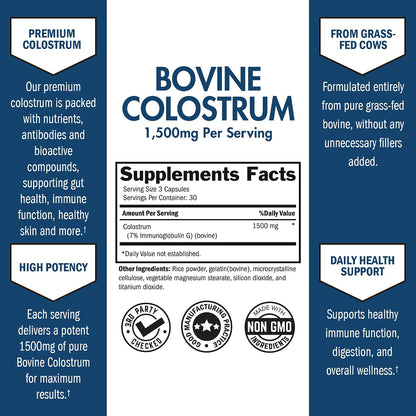 Colostro Bovino Extra Fuerte 1500mg por Dosis – Cápsulas de Colostro de Vaca Alimentada con Pasto – Apoya la Salud – Image 2