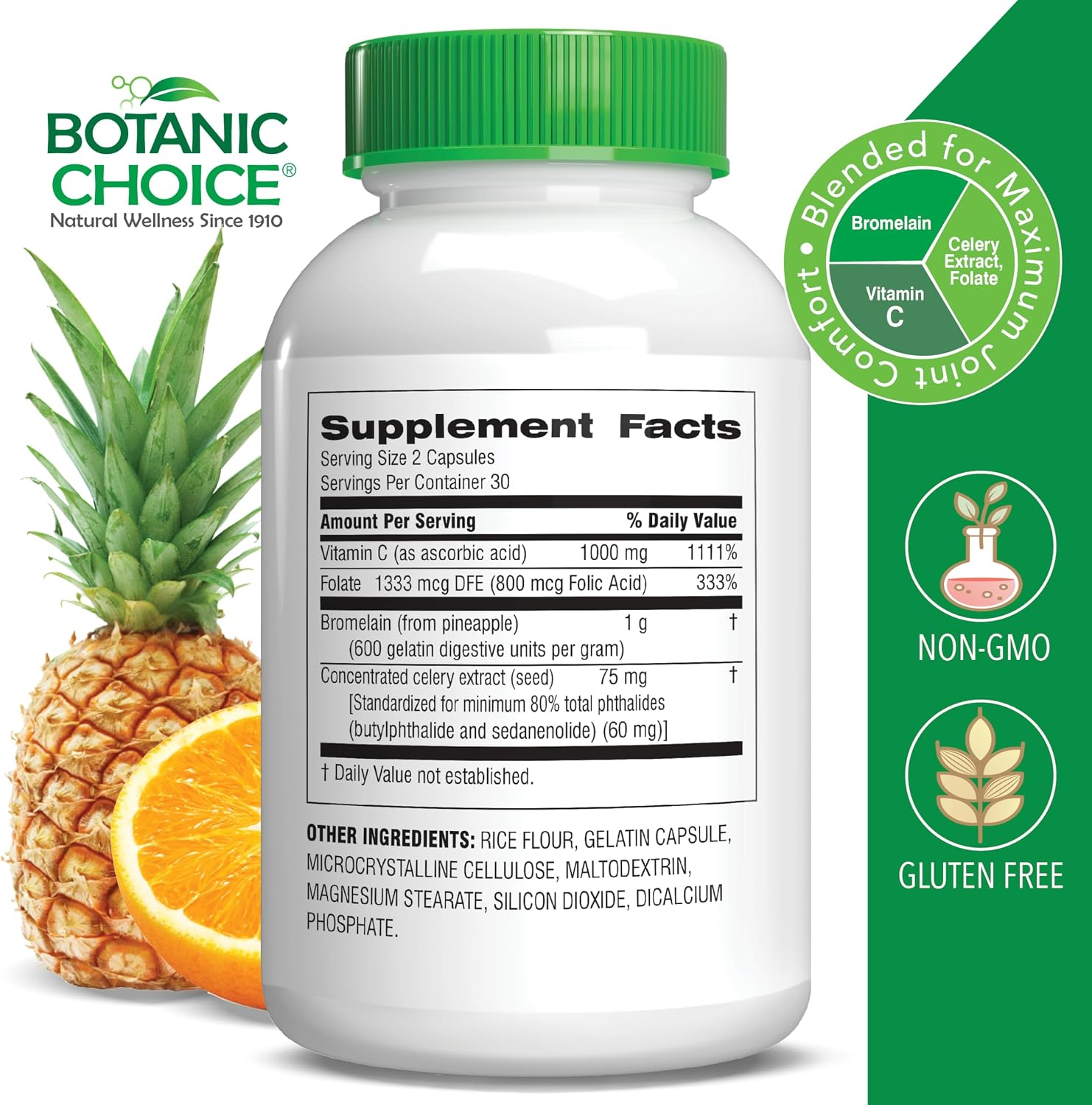 Botanic Choice Complejo Ácido Úrico para el Apoyo Articular – Alivia las Molestias con Semilla de Apio y Bromelina - 2 Unidades