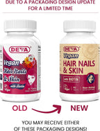 DEVA Suplemento Vegano para Cabello, Uñas y Piel con 500 mcg de Biotina - 90 Comprimidos