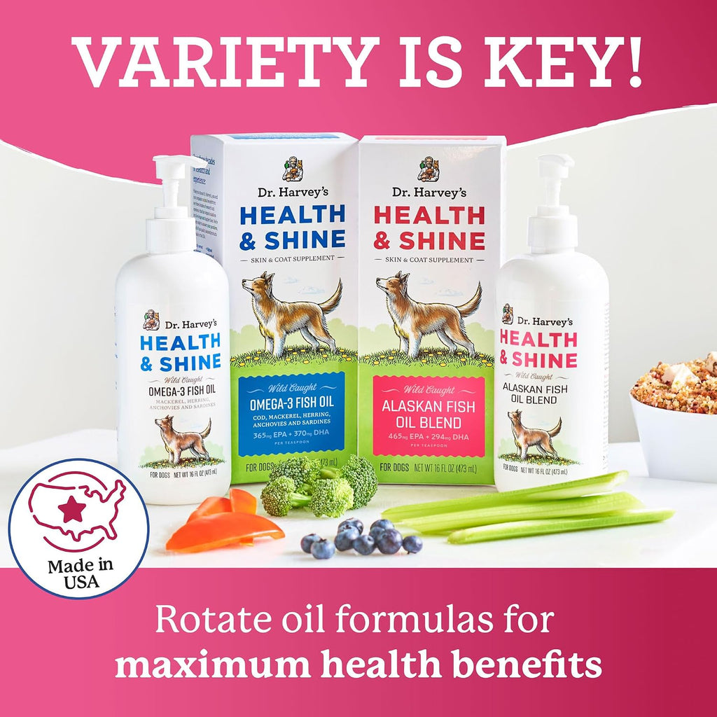 Health & Shine Aceite de Pescado de Alaska para Perros - Apoya Corazón, Cerebro y Ojos (473 ml)