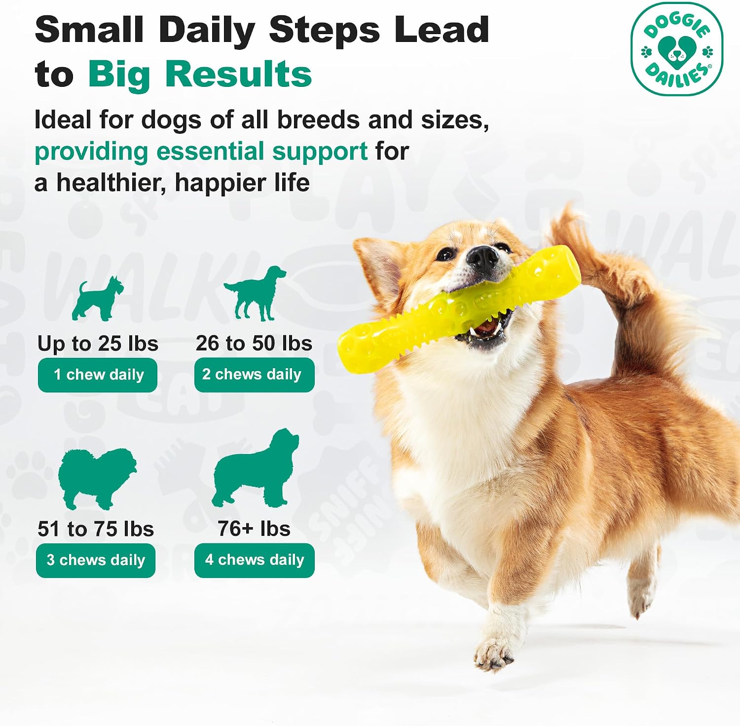 Doggie Dailies Suplemento para Perros Piel y Pelaje con Aceite de Salmón, Colágeno y Omega 3 - 225 Masticables