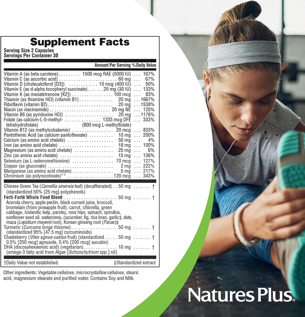 NaturesPlus ProCreation Female Fertility Support - 60 Capsules - Multivitamin & Mineral with Antioxidants
