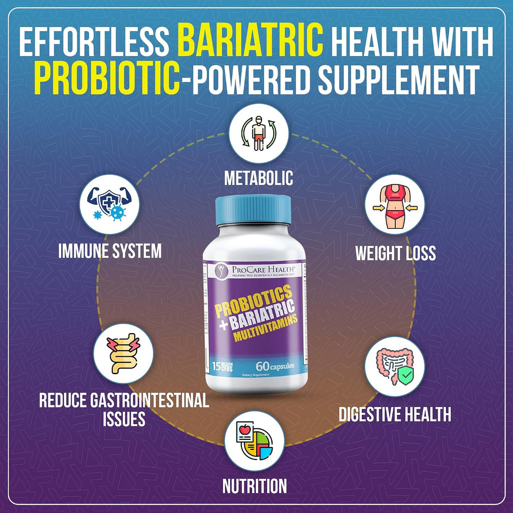 ProCare Health Multivitamínico Bariátrico con Probióticos y Hierro 45mg - 60 Cápsulas Vegetales de Disolución Rápida