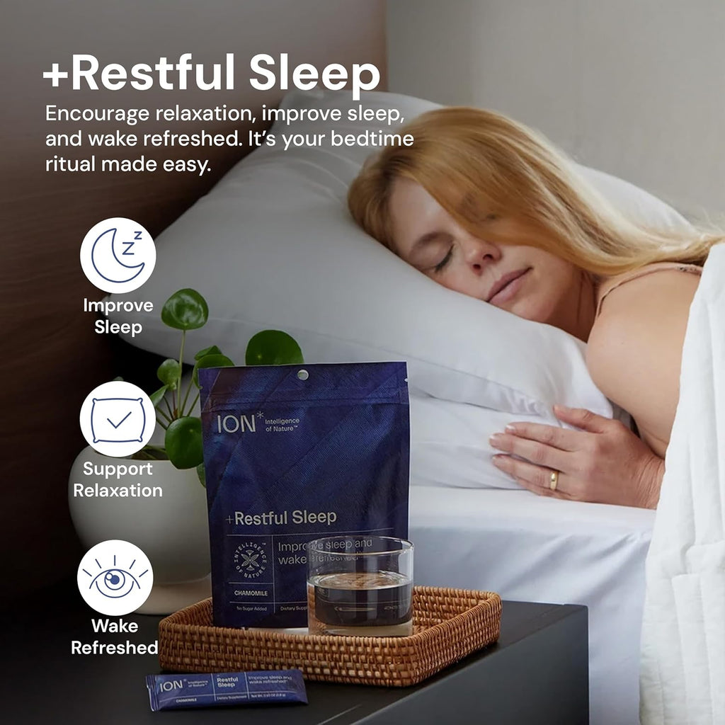 ION* Restful Sleep - Mezcla en polvo para dormir con Ashwagandha, Magnesio y L-Teanina - 5 sobres
