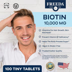 FREEDA Biotina 10.000 mcg – Pequeñas pastillas para el cabello, la piel y las uñas