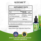 Nutritunes K2 D3 Liquid Drops – Vitamina D3 10.000 UI y K2 200 mcg – Complemento de Alta Potencia – Sabor a Bayas Mixtas – 30 Servicios (60 ml)