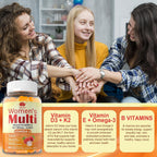 LILICARE Gominolas Multivitamínicas para Mujer con Omega-3, D3+K2 y B12 Metilada - Sin Azúcar (120 uds)