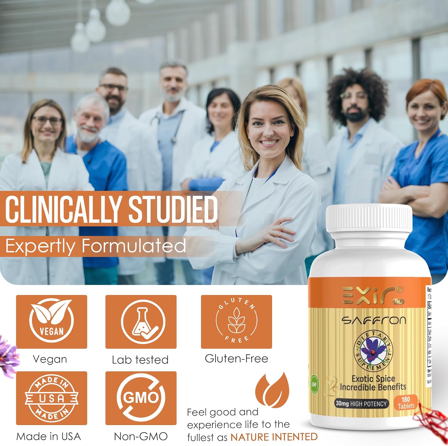 EXIR Azafrán 30 mg - 180 Comprimidos - Suplemento Natural para el Estado de Ánimo