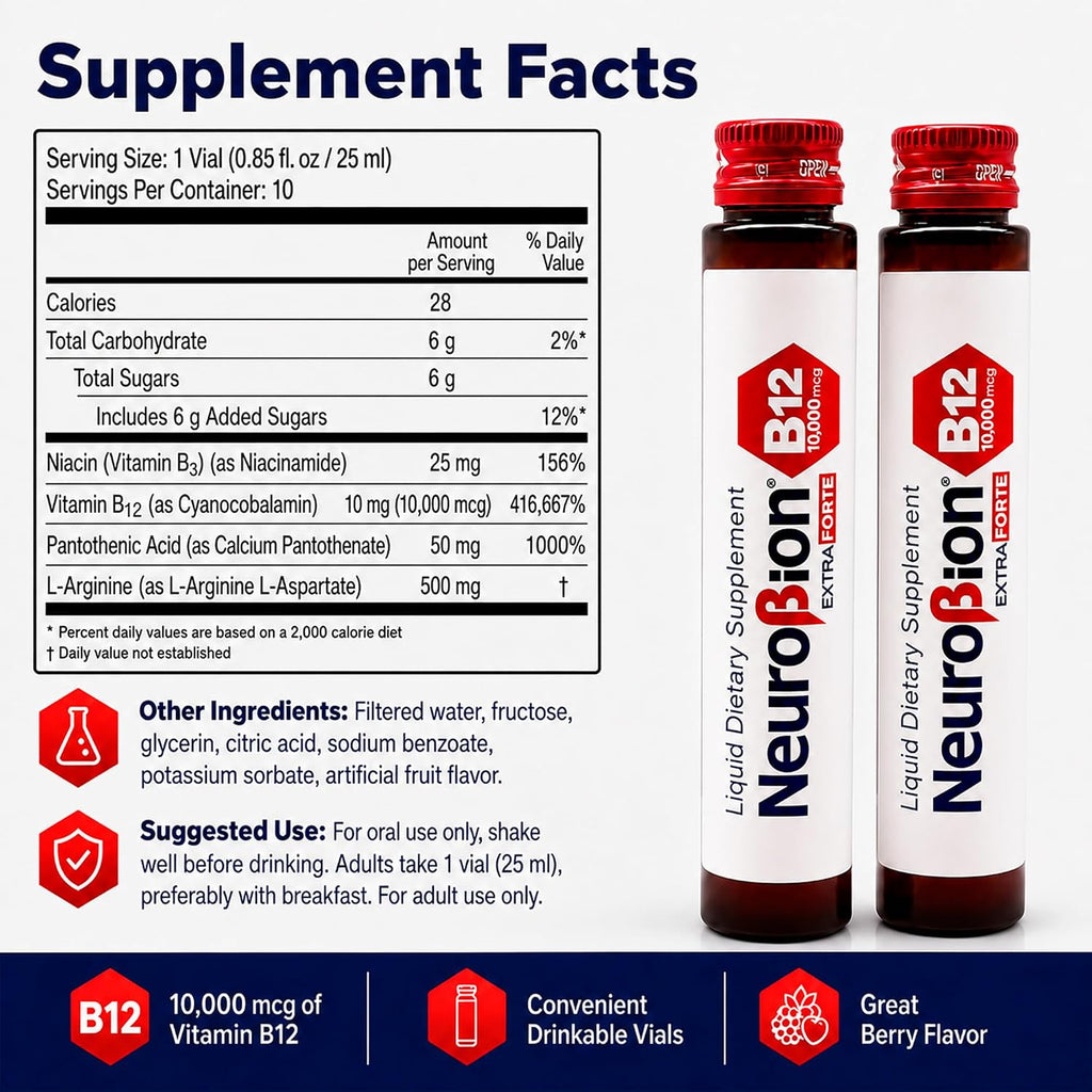 Neurobion Extra Forte B12 10.000 mcg Viales Líquidos - 10 Viales