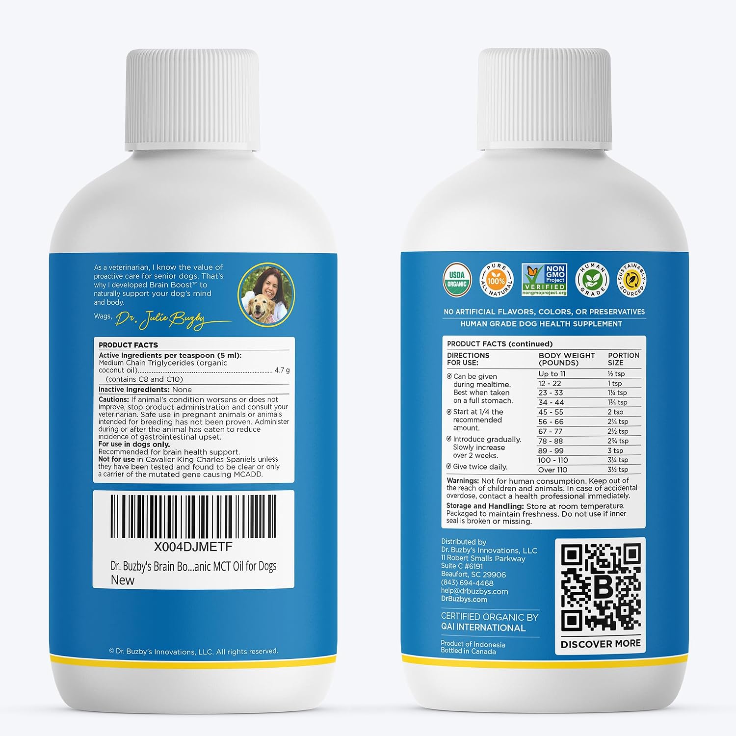 Dr. Buzby's Brain Boost Aceite MCT Orgánico para Perros, 473 ml (16 oz)